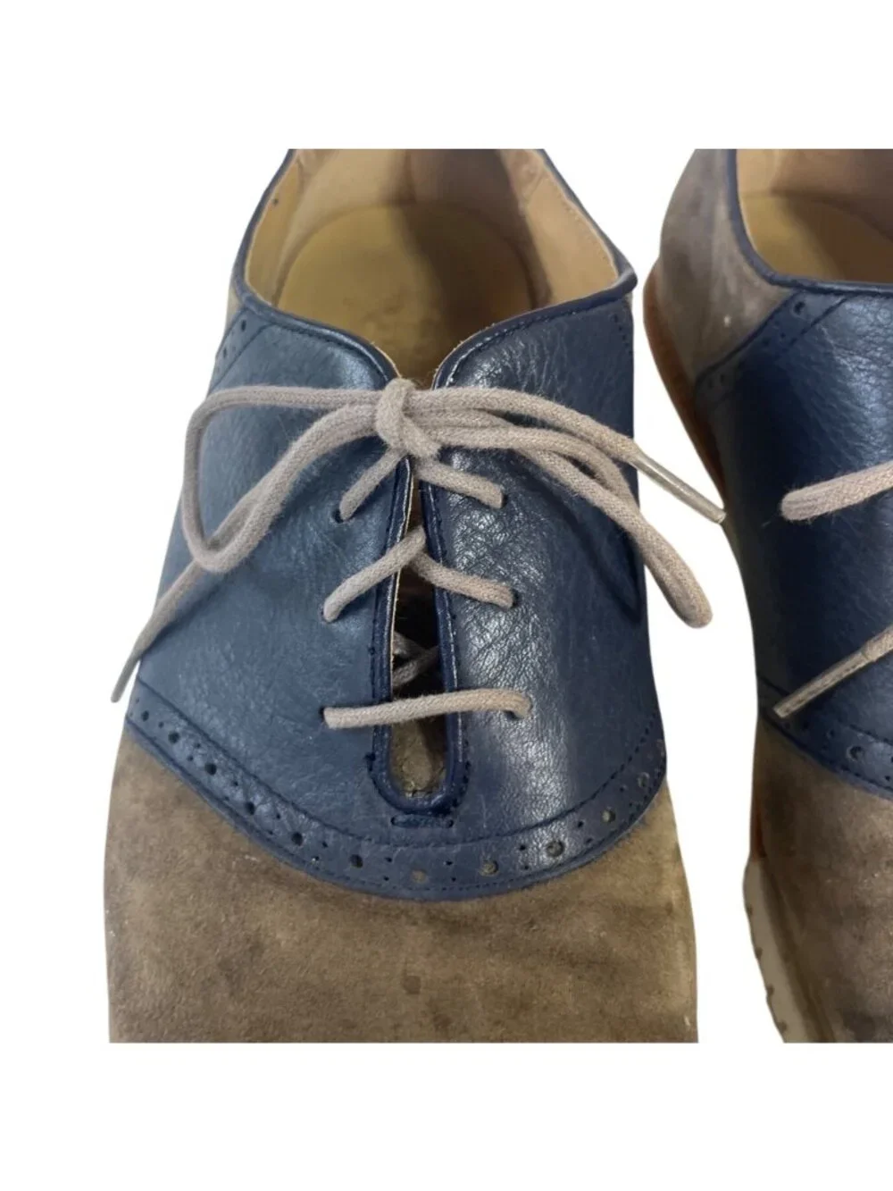 Cole Haan Grand.OS Two Tone Suede Leather Oxfords Shoes 11.5M Mens Brown Blue